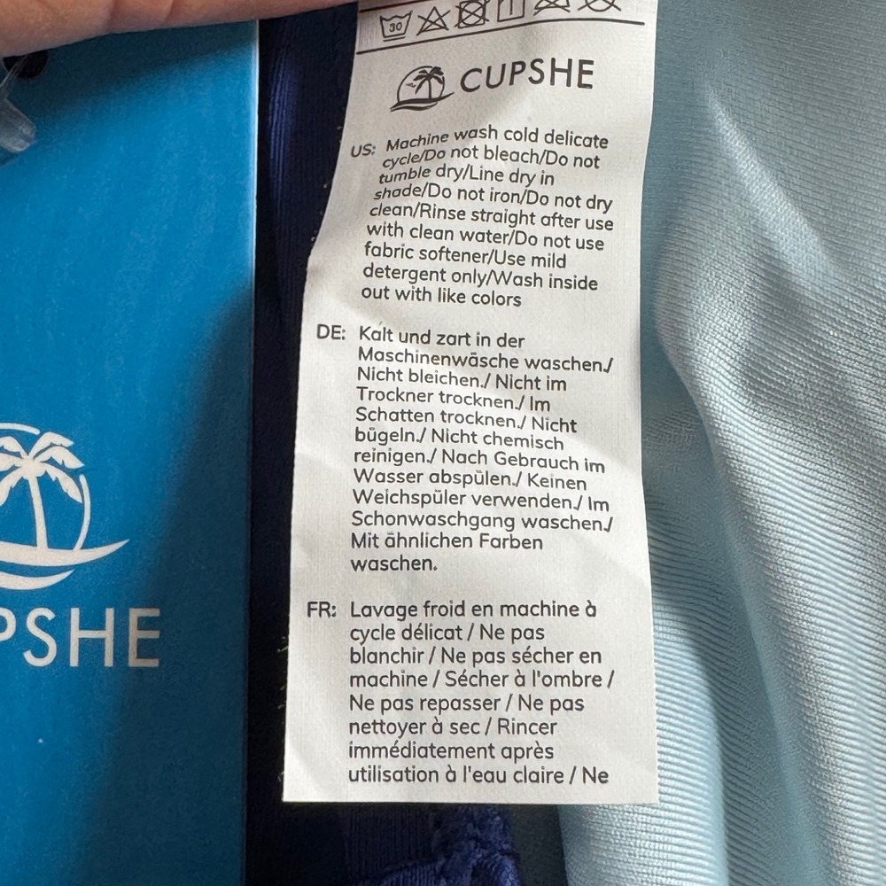 NWT Cupshe Women's Size XL Blue Ruched Tankini Floral Bikini Set DKA12D4E001UU - Picture 7 of 13